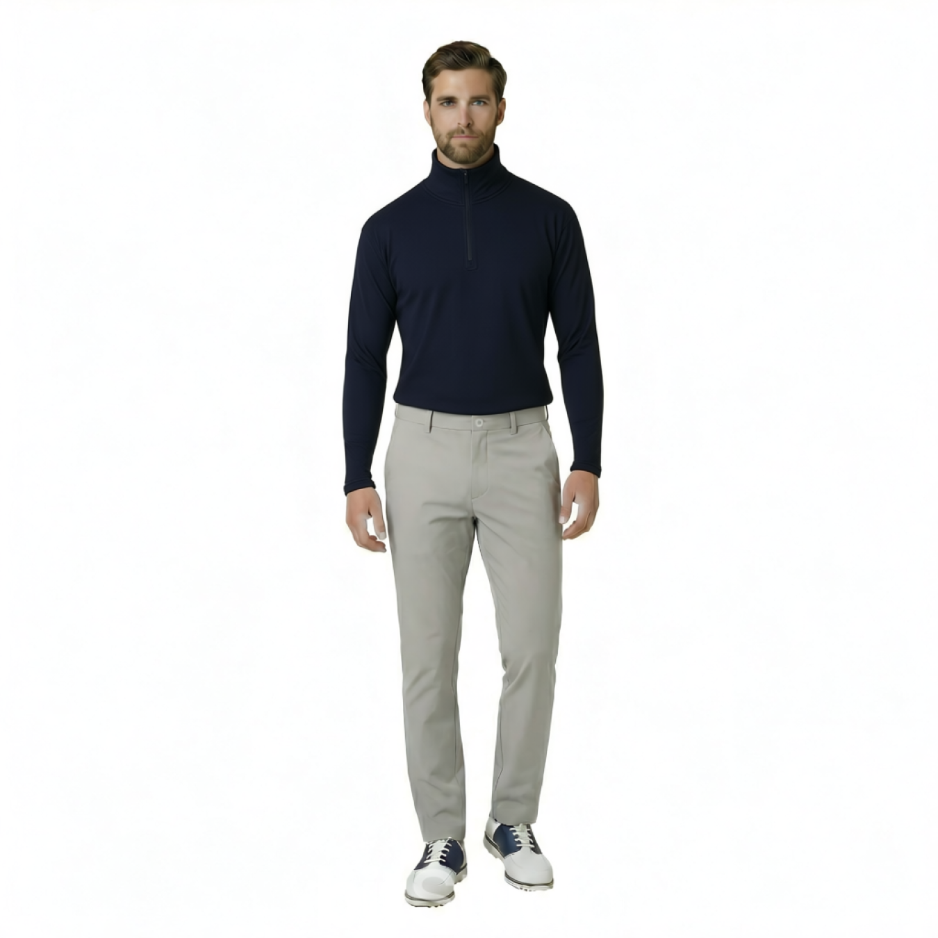 JRB Men's Golf - 1/4 Zipped Roll Neck - Black
