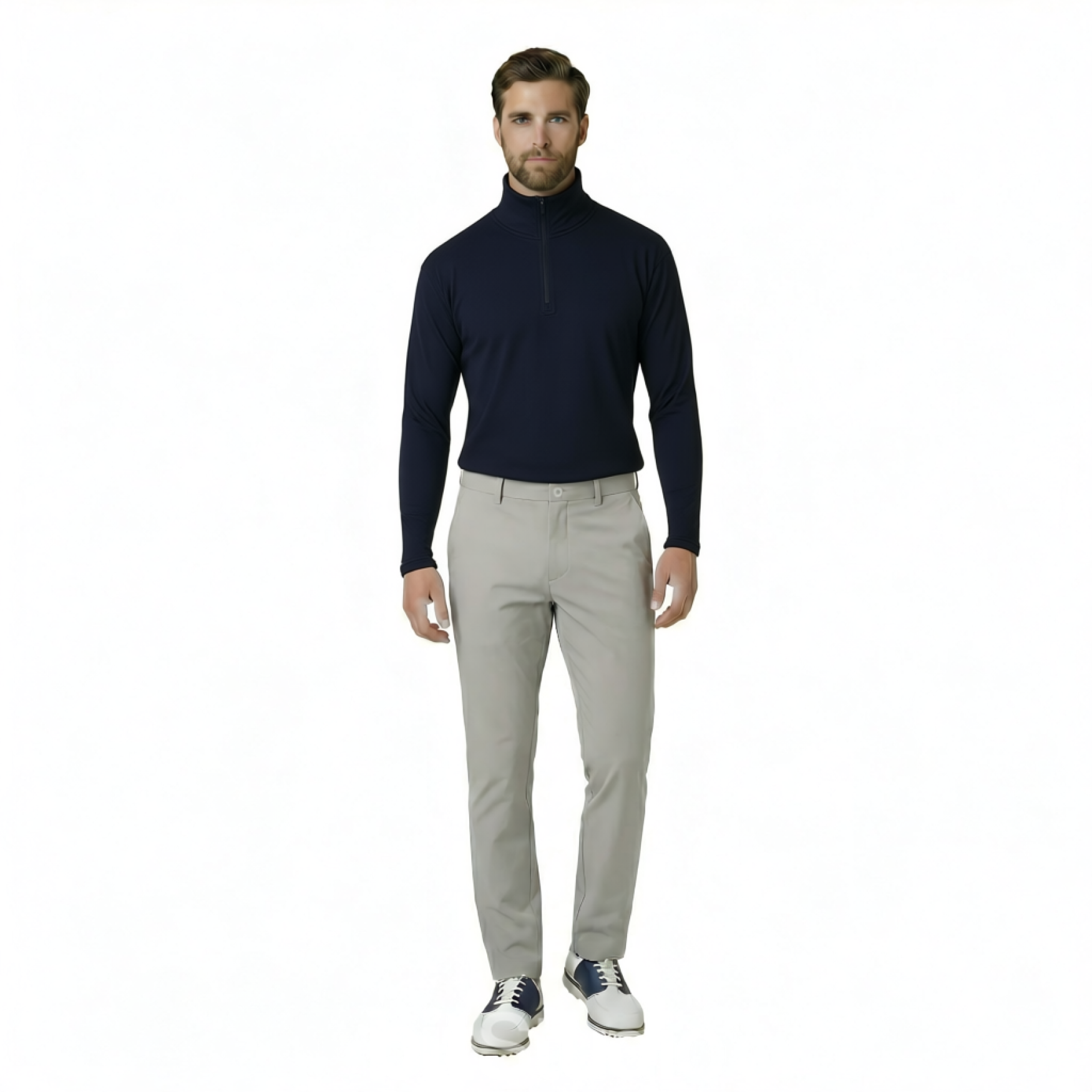 JRB Men's Golf - 1/4 Zipped Roll Neck - Black