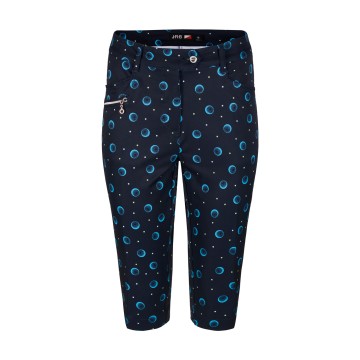 JRB Women's Golf City Shorts - Navy with River Blue Golf Balls and Lime and White Spots Print