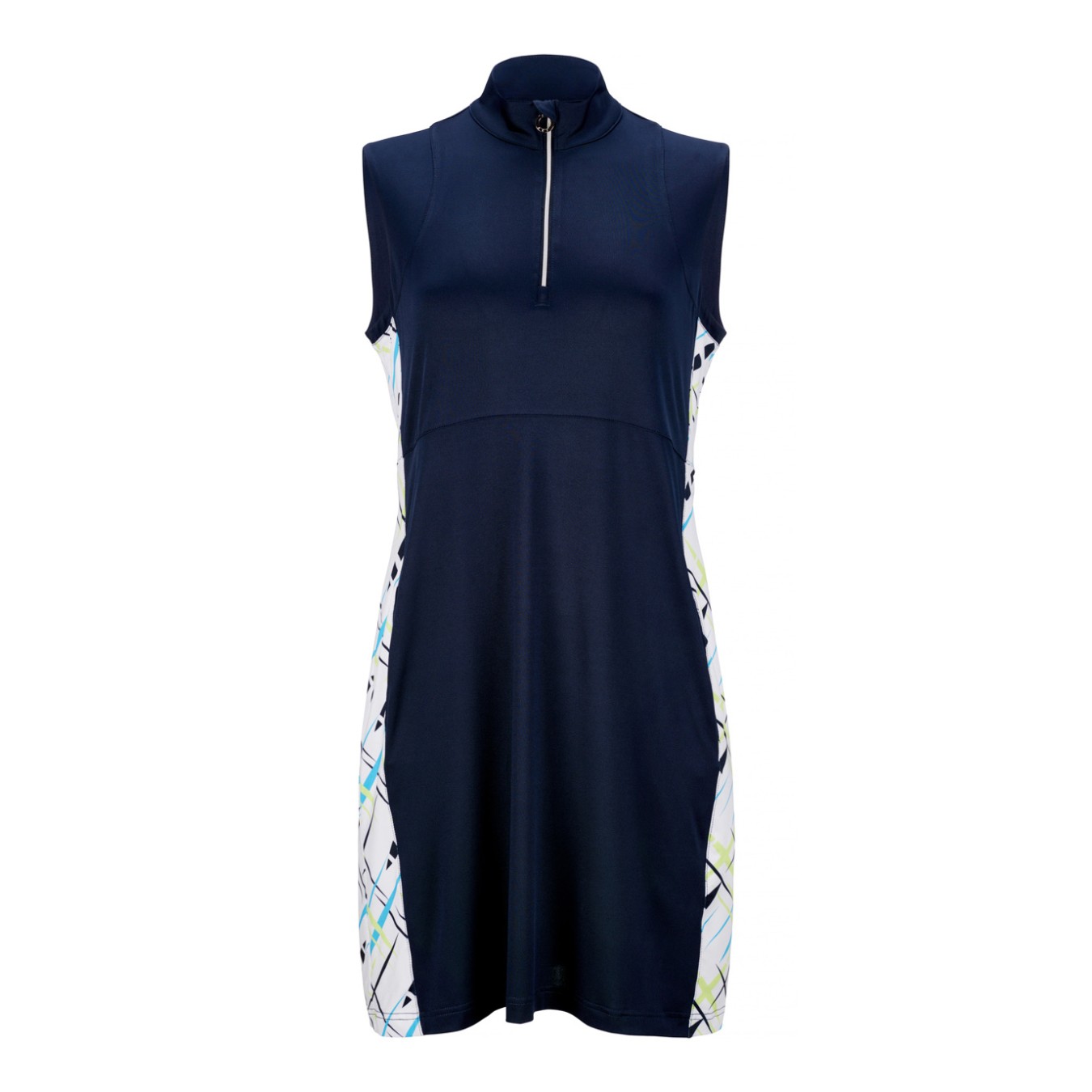 JRB Women's Golf Dress - Navy with River Blue and Sharp Lime Print