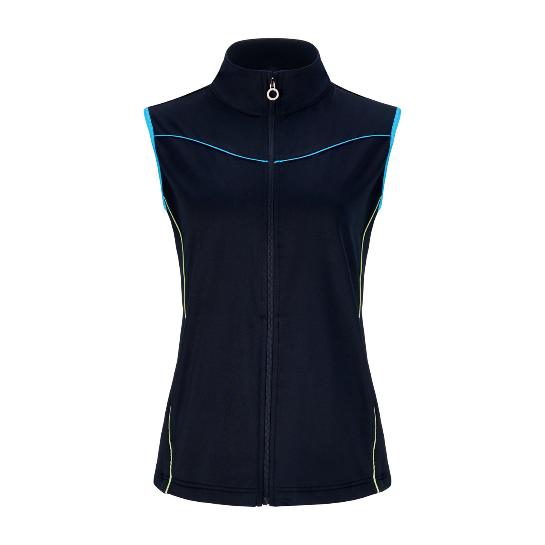 JRB Women's Golf - Midlayer - Navy with River Blue and Lime Piping - Sleeved or Sleeveless