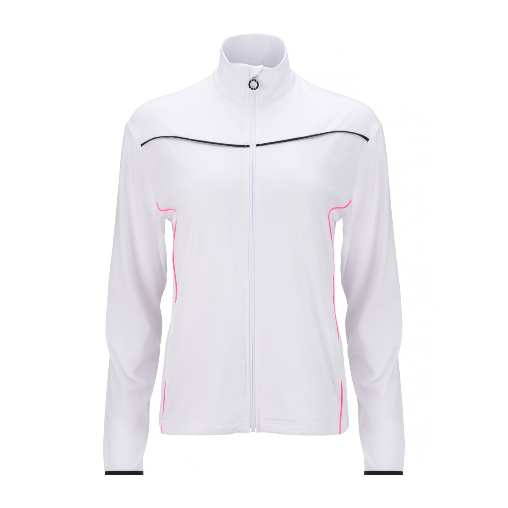 JRB Women's Golf - Midlayer - White with Rose Pink and Black Piping - Sleeved or Sleeveless