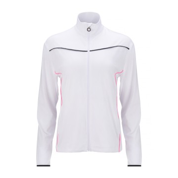 JRB Women's Golf - Midlayer - White with Rose Pink and Black Piping - Sleeved or Sleeveless