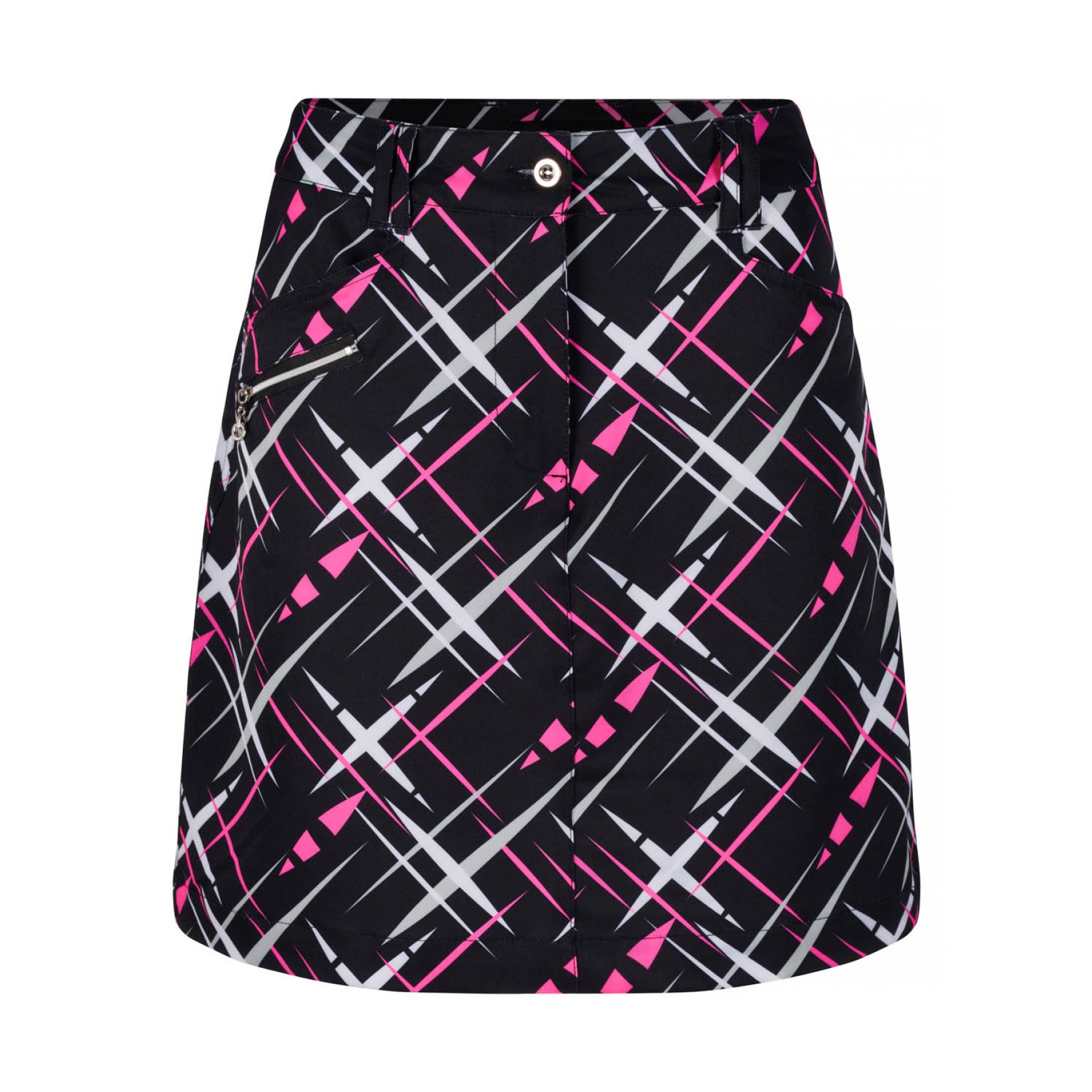 JRB Women's Golf Skort - Black with White and Rose Pink Print