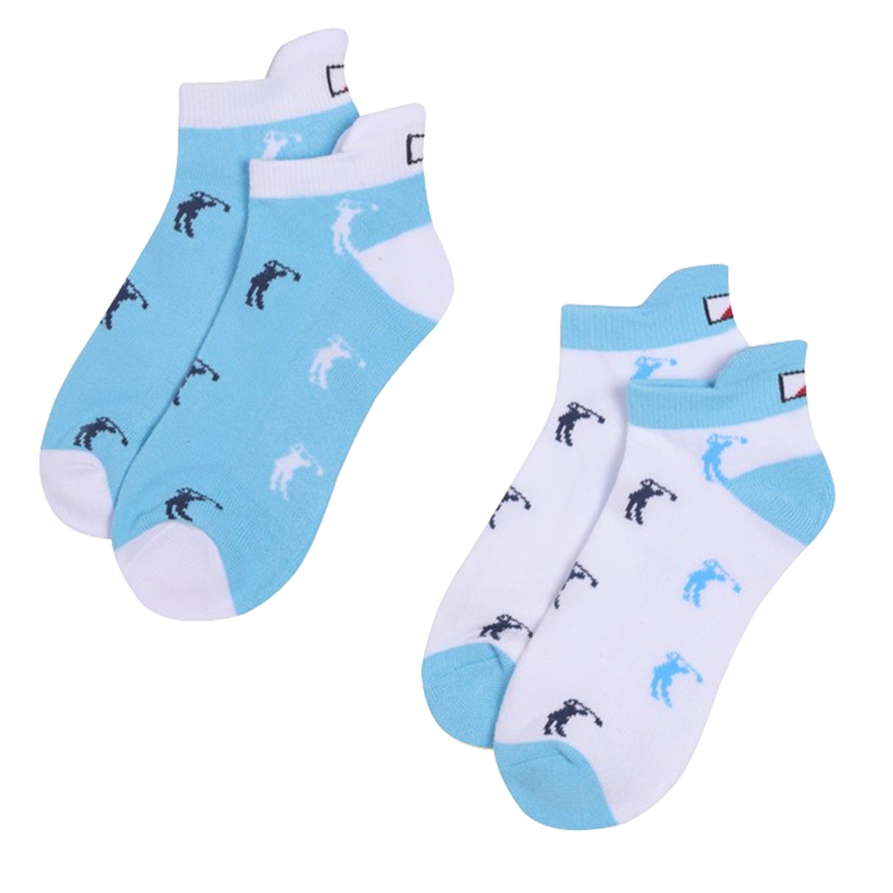 JRB Women's Golf Socks - River Blue and White with Navy - Pack of 2 Pairs