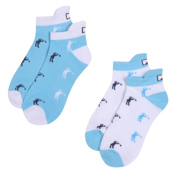 JRB Women's Golf Socks - River Blue and White with Navy - Pack of 2 Pairs