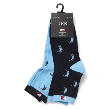 JRB Women's Golf Socks - Aqua Blue and Navy - Pack of 2 Pairs