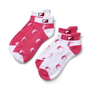 JRB Women's Golf Socks - French Pink and White - Pack of 2 Pairs
