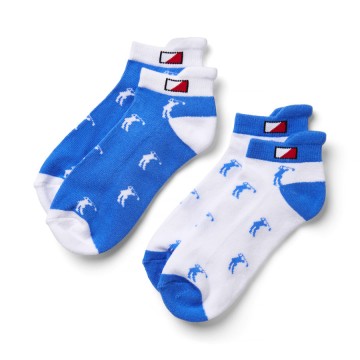 JRB Women's Golf Socks - Azure Blue and White - Pack of 2 Pairs