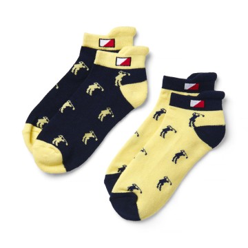 JRB Women's Golf Socks - Yellow and Navy - Pack of 2 Pairs