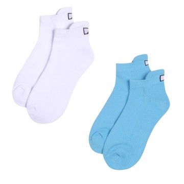 JRB Women's Golf Socks - River Blue and Plain White - Pack of 2 Pairs