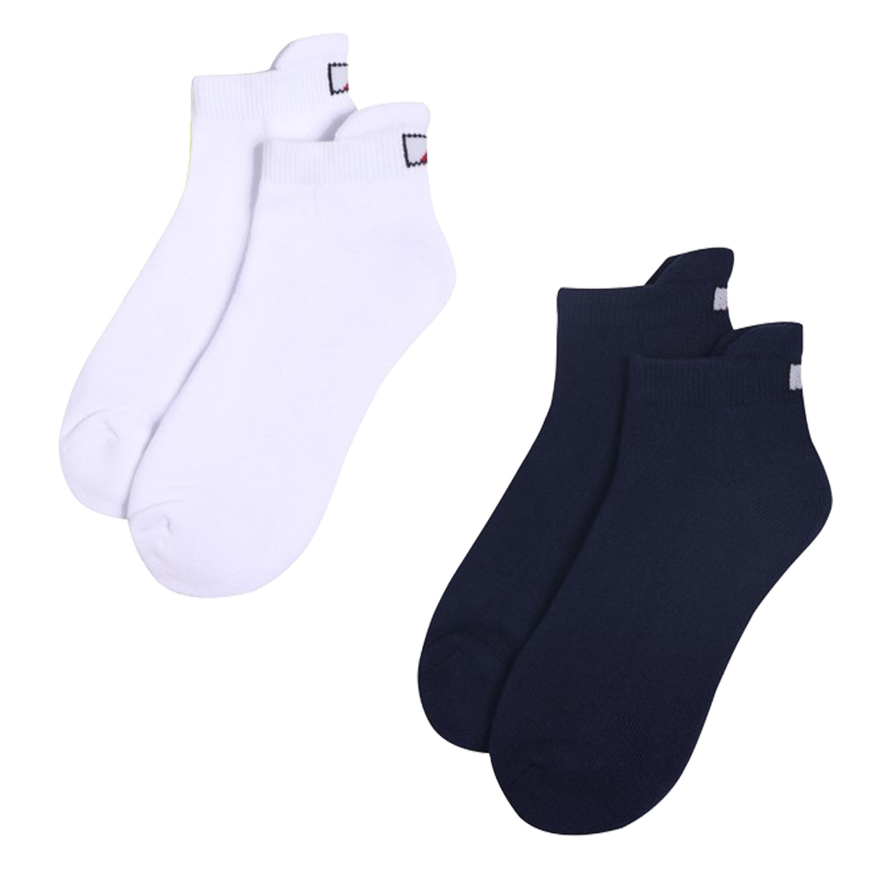JRB Women's Golf Socks - Navy Blue and Plain White - Pack of 2 Pairs