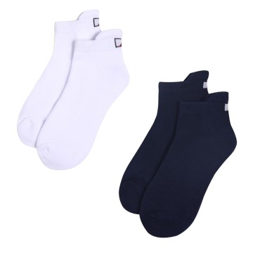 JRB Women's Golf Socks - Navy Blue and Plain White - Pack of 2 Pairs