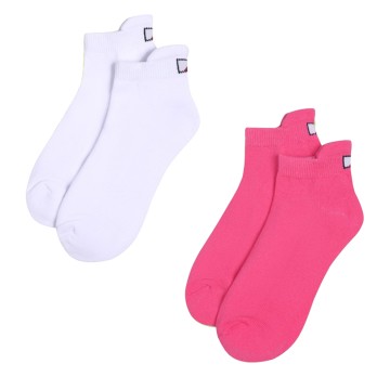 JRB Women's Golf Socks - Rose Pink and Plain White - Pack of 2 Pairs