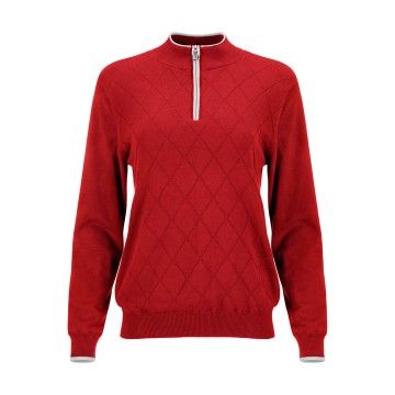 JRB Women's Golf - 1/4 Zipped Lined Sweater - Red