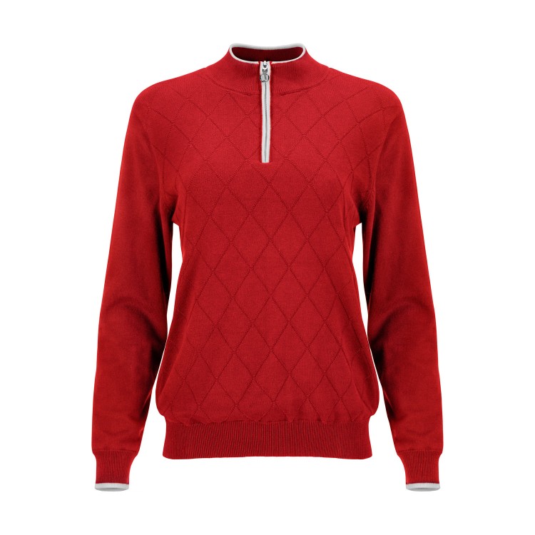 JRB Women's Golf - 1/4 Zipped Lined Sweater - Red