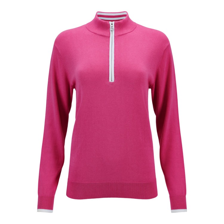 JRB Women's Golf - 1/4 Zipped Sweaters - French Pink