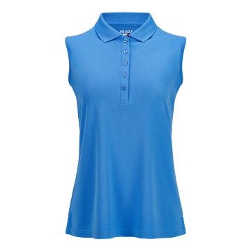 JRB Women's Golf Pique Shirt - Azure Blue - Sleeved or Sleeveless