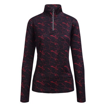 JRB Women's Golf - 1/4 Zipped Roll Neck - Black Print