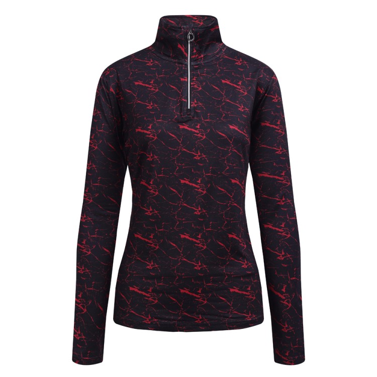 JRB Women's Golf - 1/4 Zipped Roll Neck - Black Print