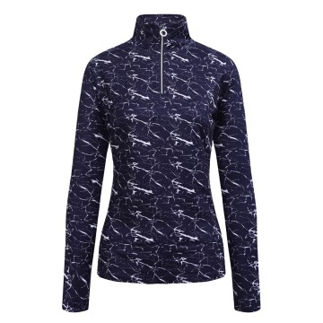 JRB Women's Golf - 1/4 Zipped Roll Neck - Navy Print