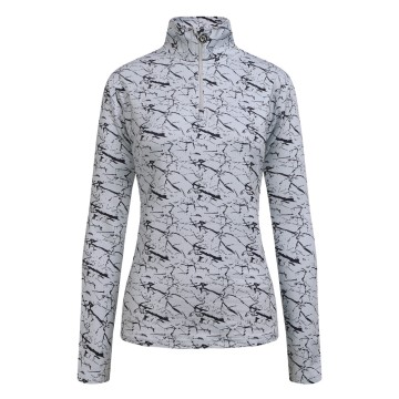 JRB Women's Golf - 1/4 Zipped Roll Neck - Grey Print