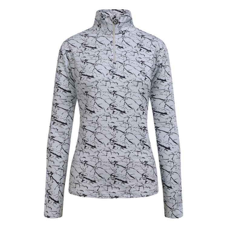 JRB Women's Golf - 1/4 Zipped Roll Neck - Grey Print